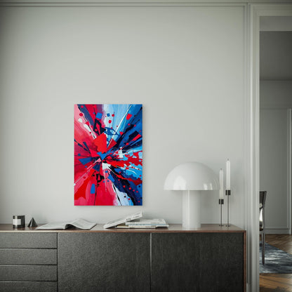 Red & Blue Abstract Explosion Metal Print Ready to Hang
