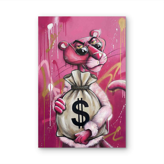 Urban Street Graffiti Cool Pink Animal Money B40x60cm Metal Print Ready to Hang