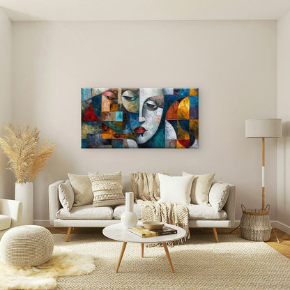 Abstract Vibrant Faces Wall Art Canvas Office Home Room Framed 120x60cm