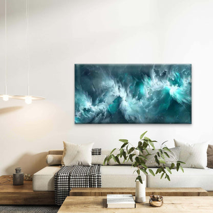 Abstract Turquoise Ocean Wall Art Canvas Office Home Room Framed 120x60cm