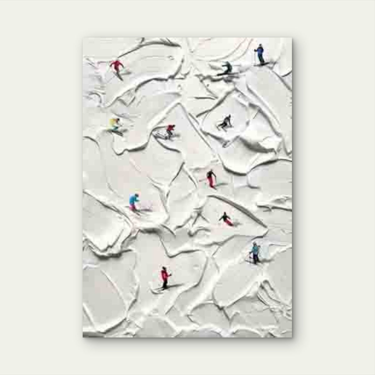Winter Skiing on Textured Snow 60x90cm Metal Print Ready to Hang