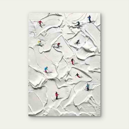 Winter Skiing on Textured Snow 60x90cm Metal Print Ready to Hang
