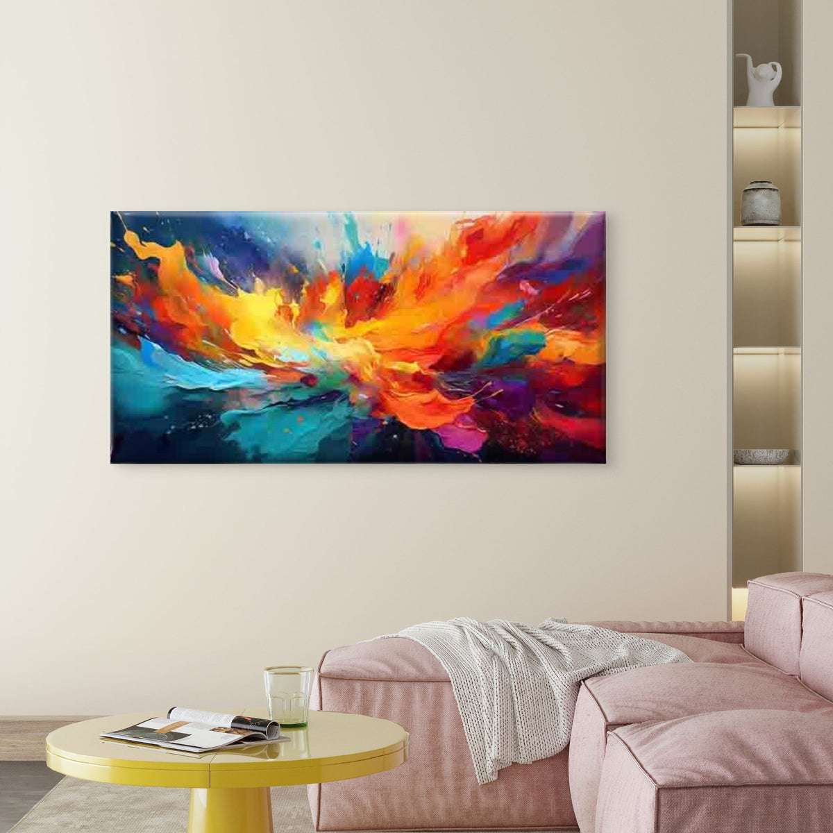 Vibrant Colors in Motion Wall Art Canvas Office Home Room Framed 120x60cm