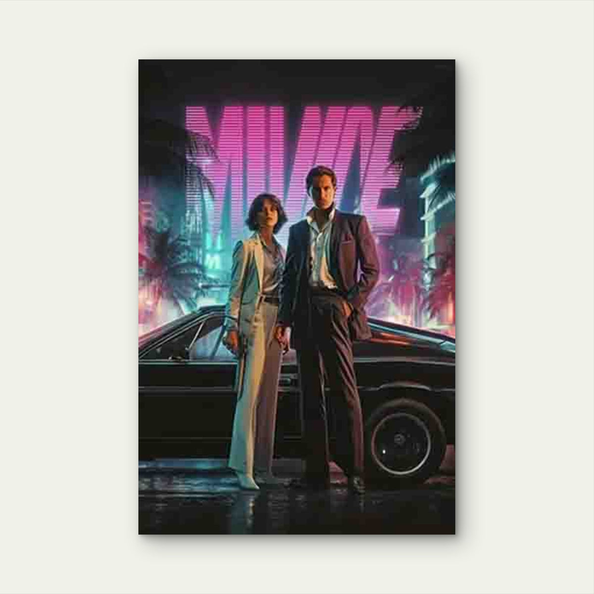 Featuring Miami Noir Nights 60x90cm Metal Print Ready to Hang