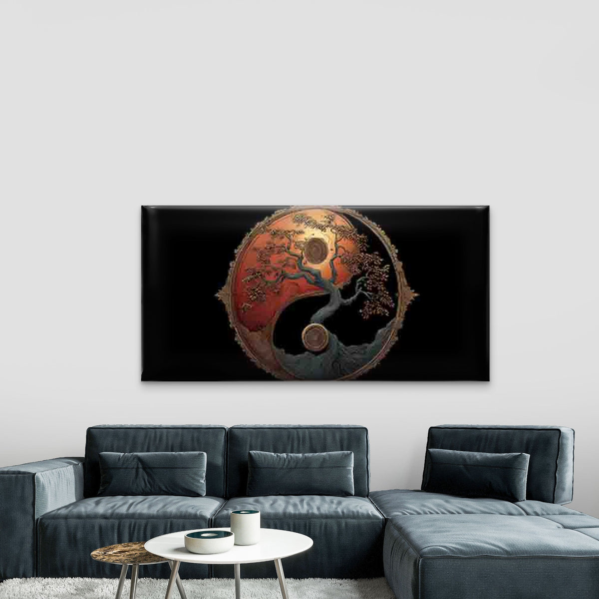 Retro Asian Yin Yang Wall Art Canvas Office Home Room Framed 120x60cm