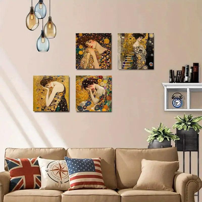 4pcs  African Women  Wall Art Canvas Framed