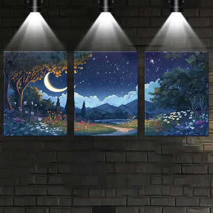 3pcs Watercolor Beautiful Night Painting View Metal Print Ready to Hang Art