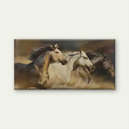 Wild Horses Running In Desert Wall Art Canvas Office Home Room Framed 120x60cm