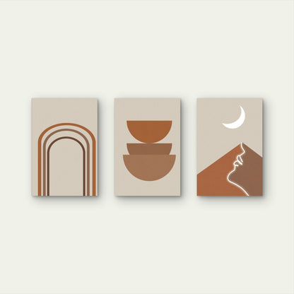 3pcs Terracotta Boho Rainbow Mountain Wall Art Set Canvas Framed 40x60cm - High Quality Print 100% Australian Made Wall Canvas Ready to Hang