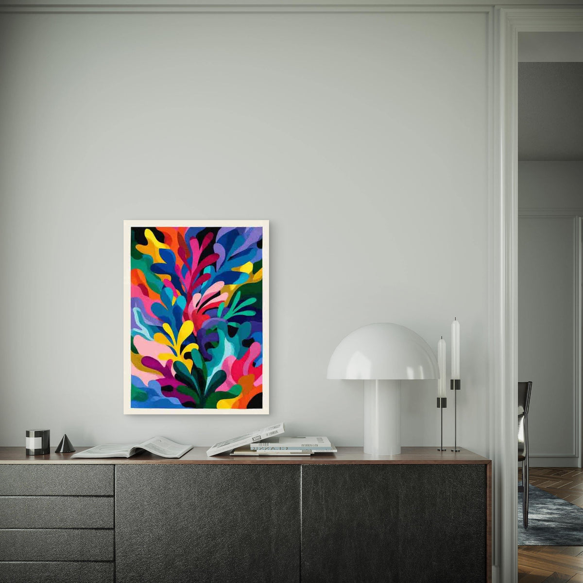 Abstract Maximalist with Bold Multicolor Palette Metal Print Ready to Hang