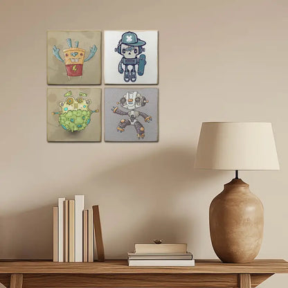 4pcs Robbort Wall Art Canvas Framed