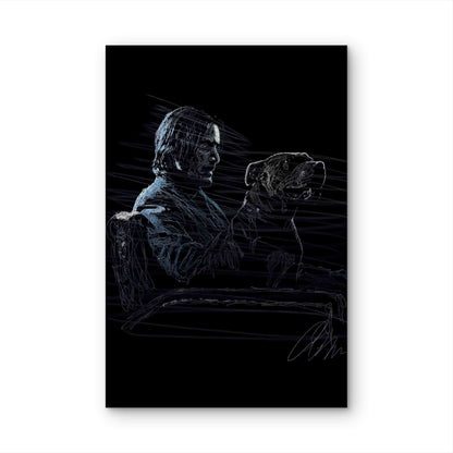 Minimalist Noir Scribble Portrait Graphic 60x90cm Metal Print Ready to Hang
