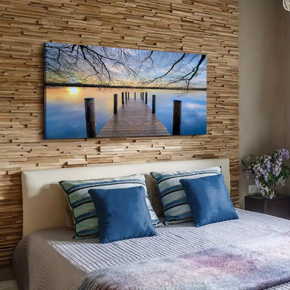 Nature Lake Boardwalk Wonderland Wall Art canvas office home room framed 120x60cm