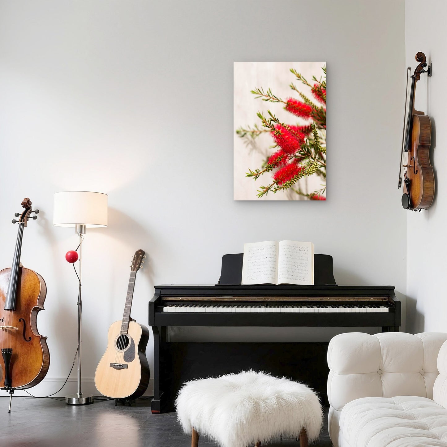 Arrangement With Beautiful Red Flowers 60x90cm Metal Print Ready to Hang