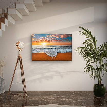 Golden Sunset Beach Waves Wall Art Decor 100% Australian Made