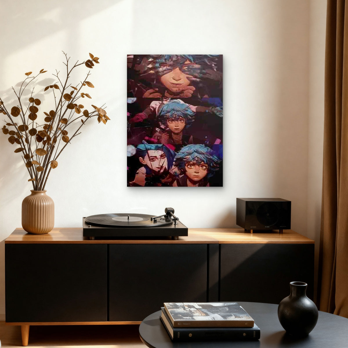 Shattered Glass Blue-Haired 60x90cm Metal Print Ready to Hang