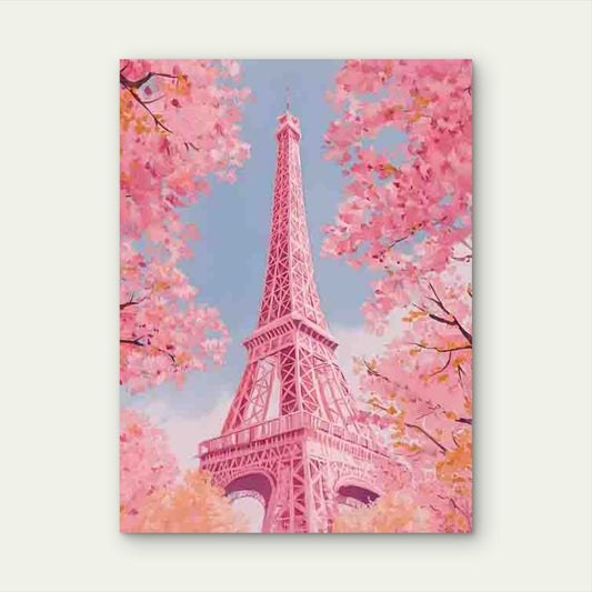 Pink Pastel Eiffel Tower Painting 60x90cm Metal Print Ready to Hang
