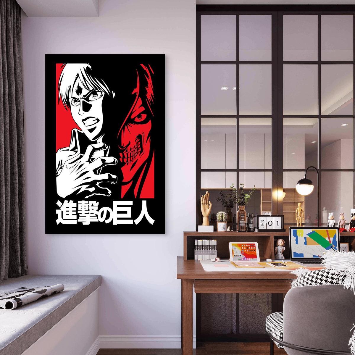 Scarlet Dual Noir Graphic Novel Kanji 60x90cm Metal Print Ready to Hang