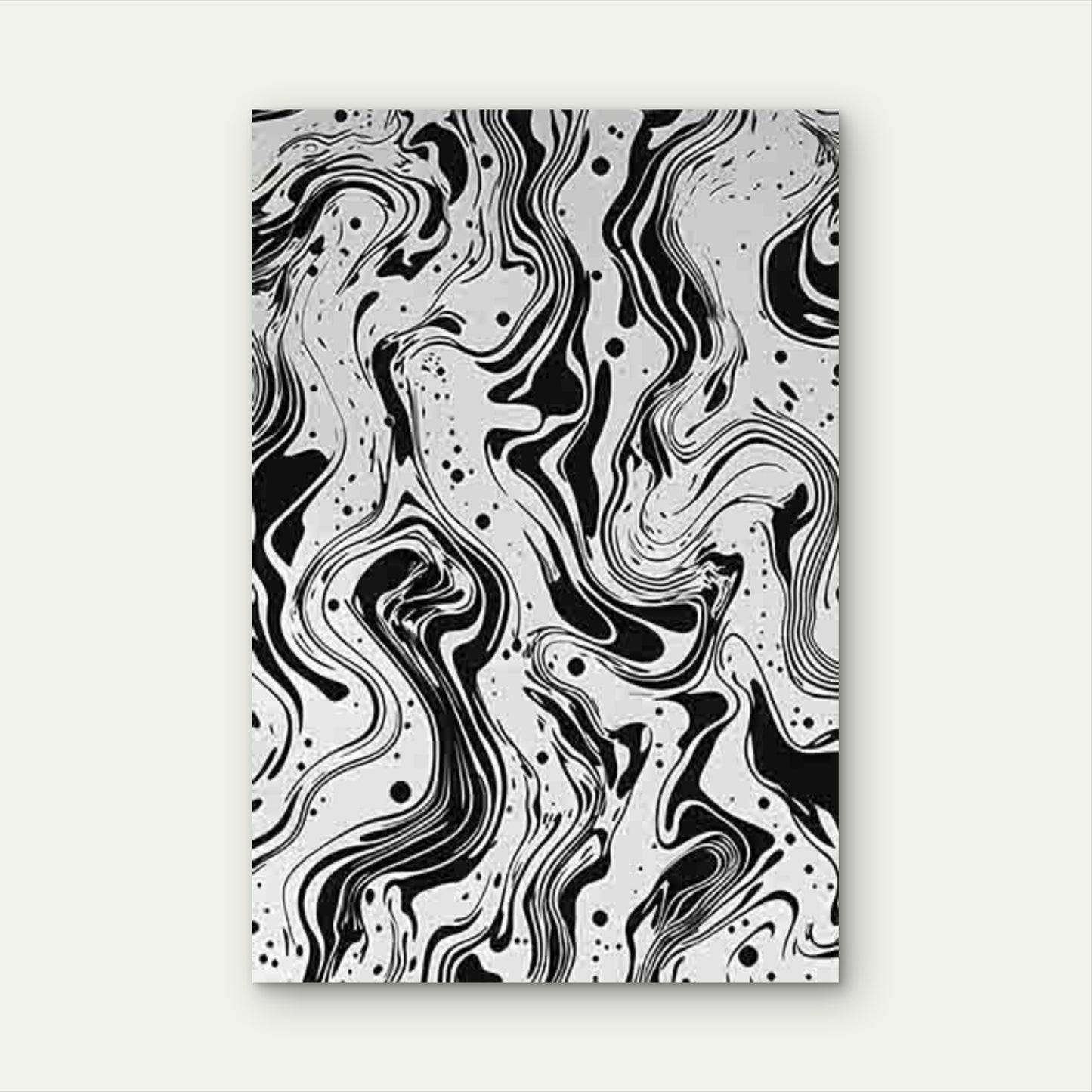 Black and White Abstract Fluid Pattern 60x90cm Metal Print Ready to Hang - Bella Home Decor