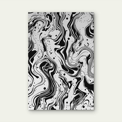 Black and White Abstract Fluid Pattern 60x90cm Metal Print Ready to Hang - Bella Home Decor