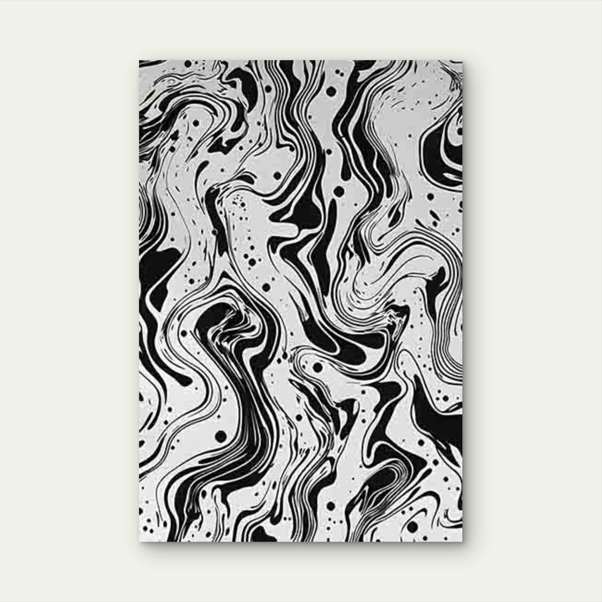 Black and White Abstract Fluid Pattern 40x60cm Metal Print Ready to Hang