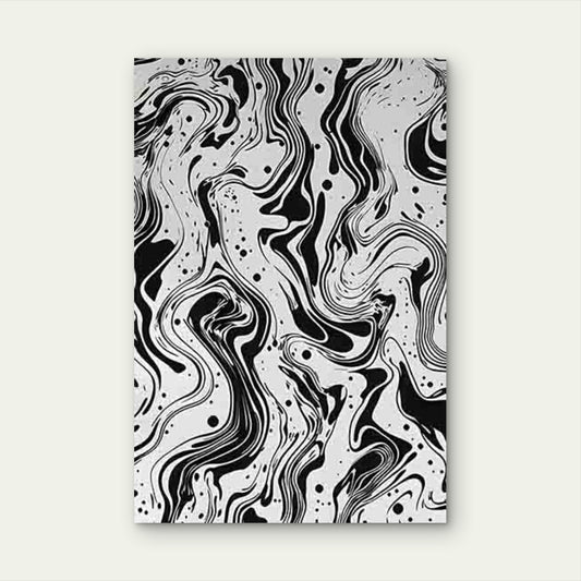 Black and White Abstract Fluid Pattern 40x60cm Metal Print Ready to Hang