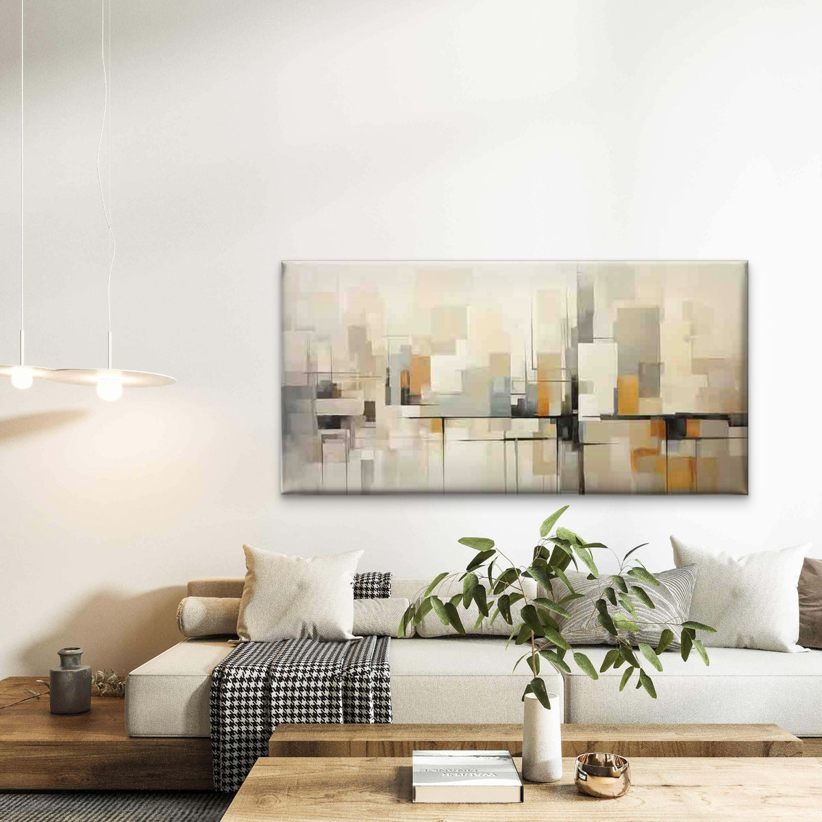 Modern Abstract Geometric Wall Art Canvas Office Home Room Framed 120x60cm