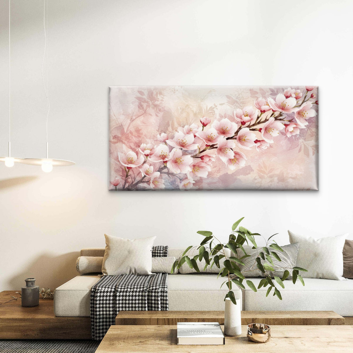Elegant Cherry Blossom Branches Wall Art Canvas Office Home Room Framed 120x60cm