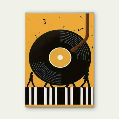Vinyl Record Music Theme Art Metal Print Ready to Hang