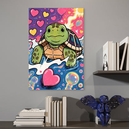 Turtle and Heart Abstract 60x90cm Metal Print Ready to Hang