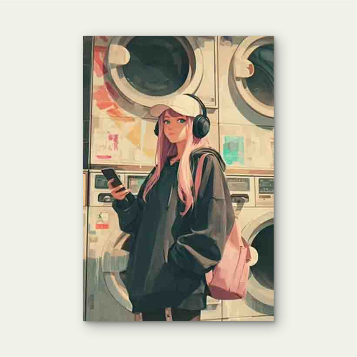 Featuring a Laundromat Scene Metal Print Ready to Hang