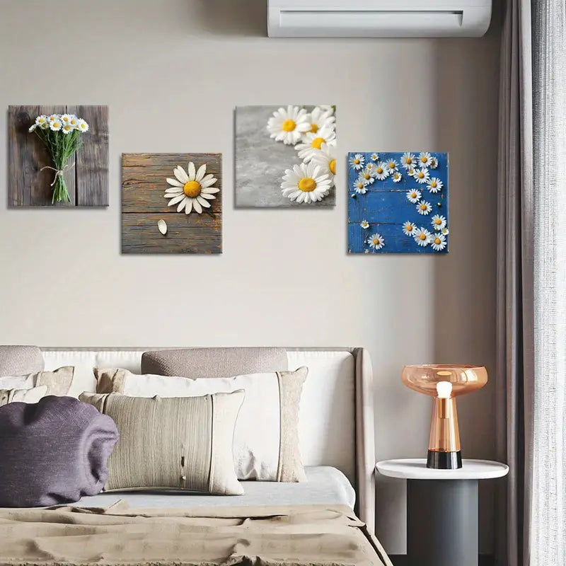 4pcs Magnolia Flower Canvas Print Wall Art Canvas Framed