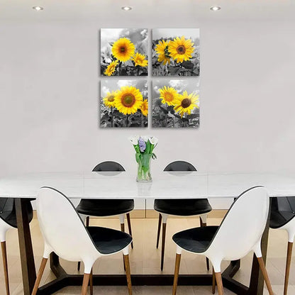 4pcs Sunflower Canvas Wall Art Canvas Framed