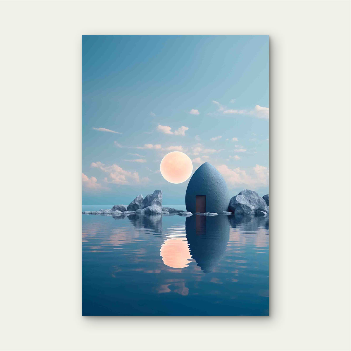 Futuristic Moon Background 40x60cm Metal Print Ready to Hang