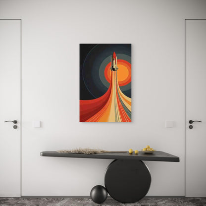 Vintage Space Shuttle Launching 60x90cm Metal Print Ready to Hang