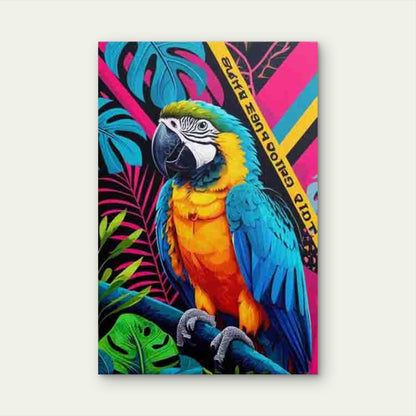 Parrot on Branch 60x90cm Metal Print Ready to Hang