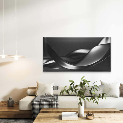 Abstract Black And White Wave Wall Art Canvas Office Home Room Framed 120x60cm