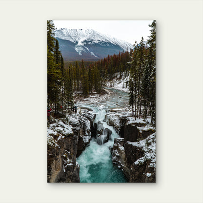 River Middle Mesmerizing Mountainous Scenery 60x90cm Metal Print Ready to Hang