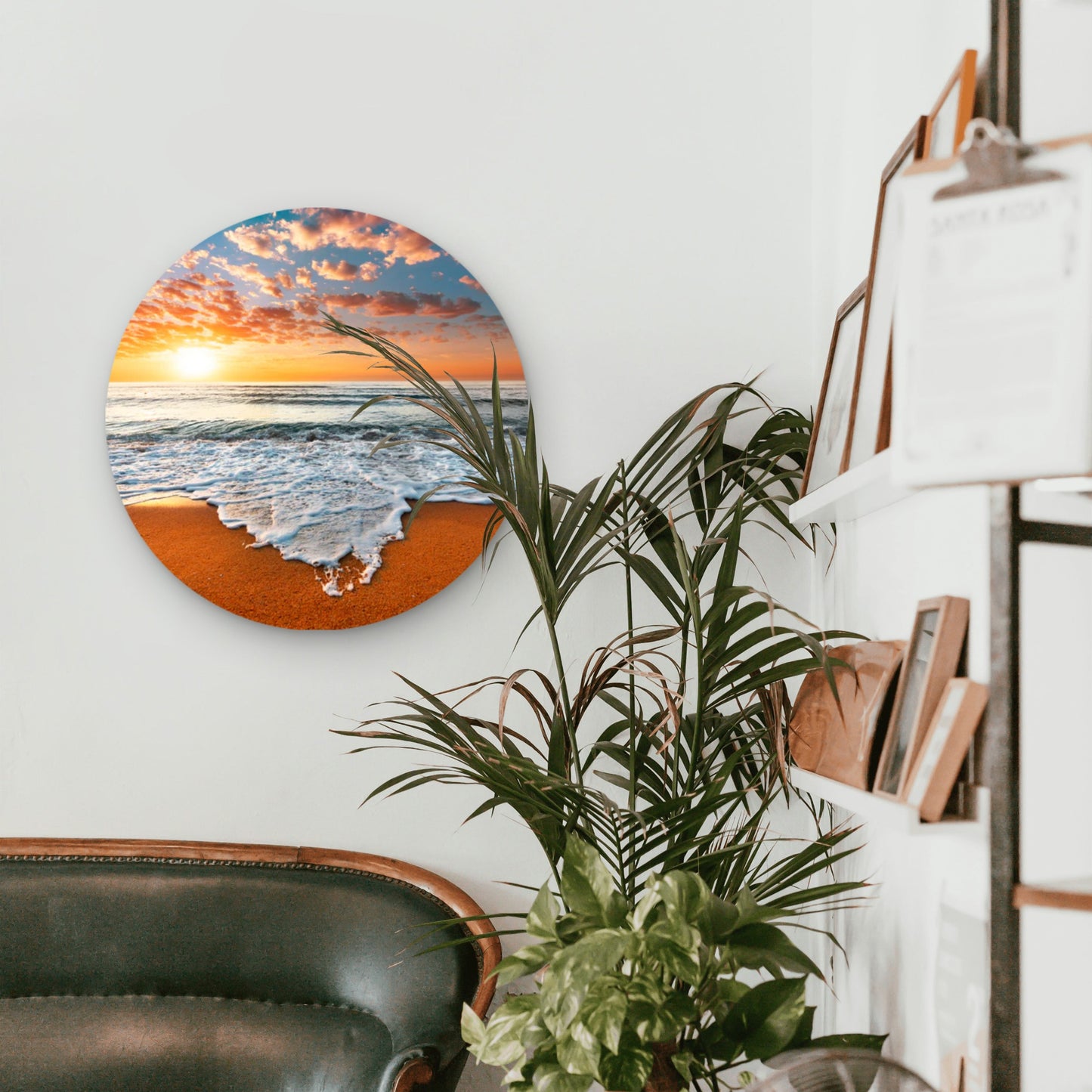 Golden Sunset Beach Waves Acrylic Glass Rounded Print Tempered Glass Wall Art 100% Made in Australia Ready to Hang