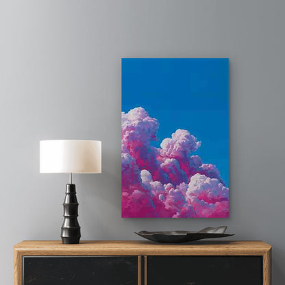 Dreamy Pink Clouds and Blue Sky 60x90cm Metal Print Ready to Hang