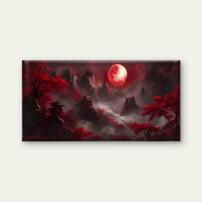 Red Trees And Ancient Pavilions Wall Art Canvas Office Home Room Framed 120x60cm