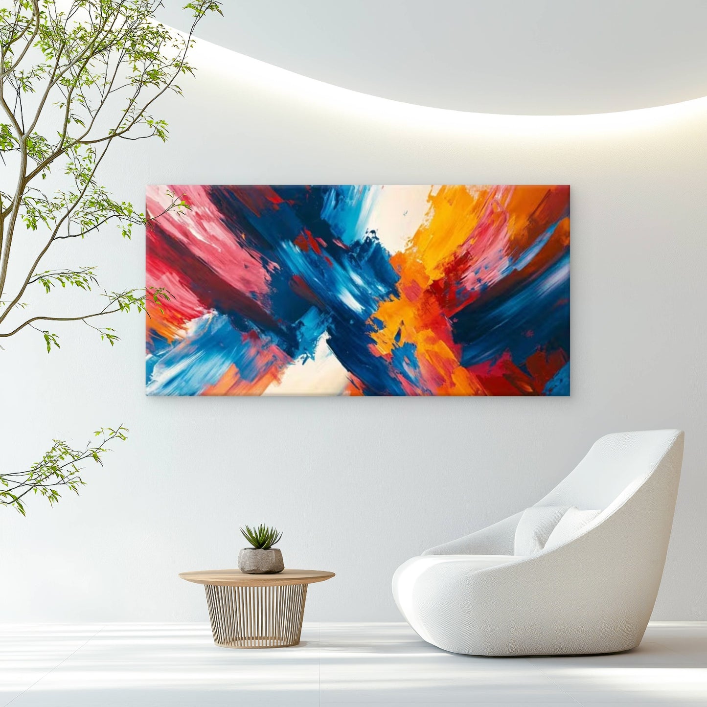 Vibrant Abstract Energy Burst Wall Art Canvas Office Home Room Framed 120x60cm