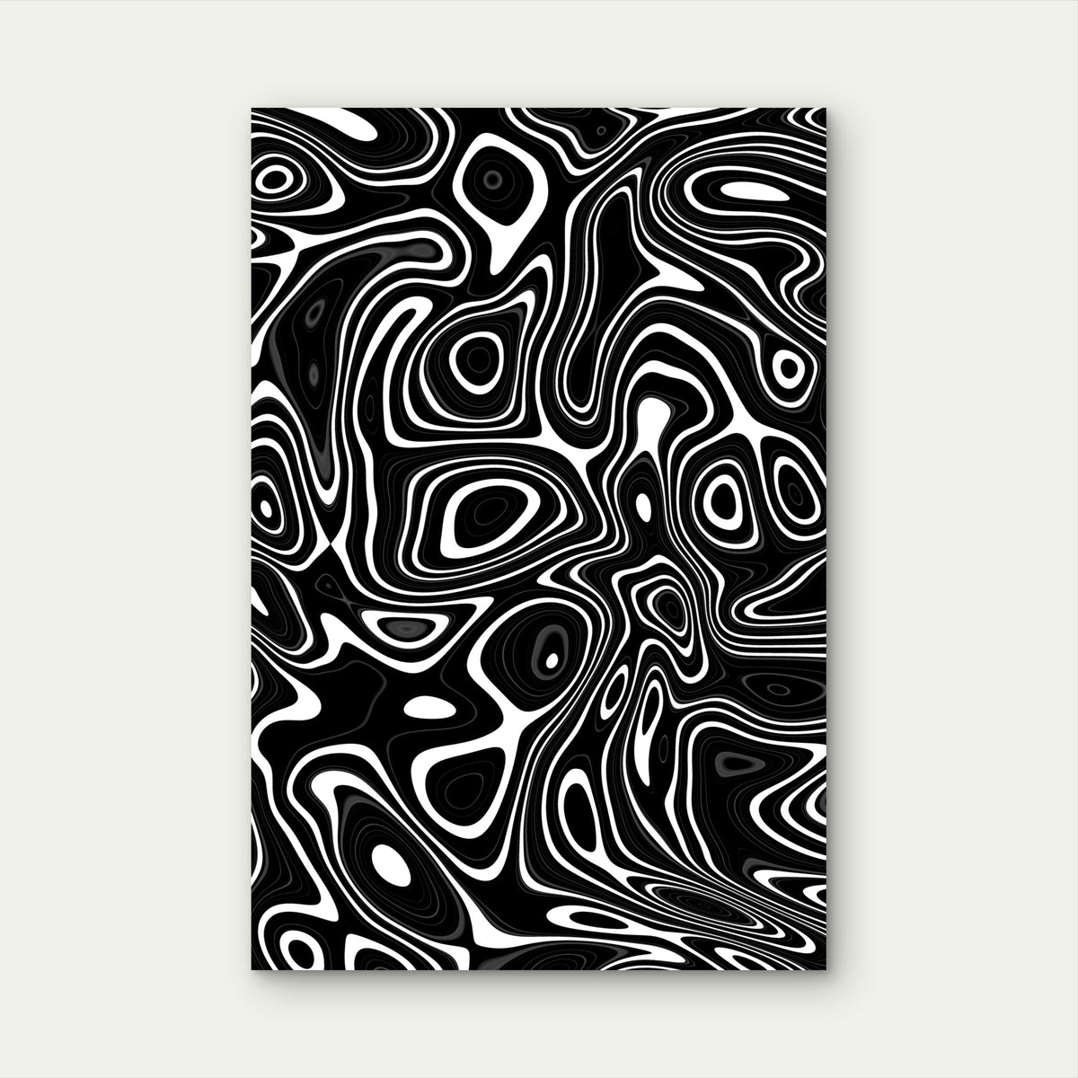 Abstract Black and White Wavy Lines Pattern 40x60cm Metal Print Ready to Hang