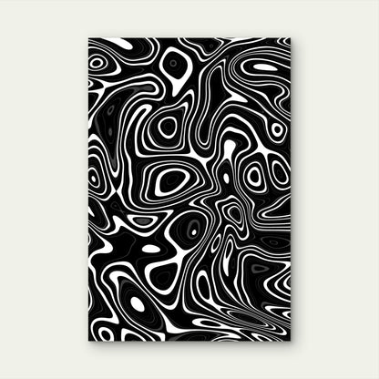 Abstract Black and White Wavy Lines Pattern 60x90cm Metal Print Ready to Hang