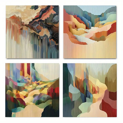 4pcs Vibrant Liquid Life Design Wall Art Canvas Framed