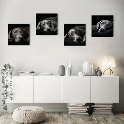 4pcs Dog for Living Room Restaurants  er   Wall Art Canvas Framed