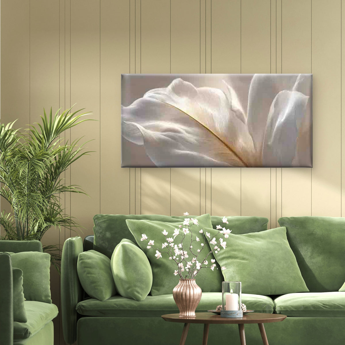 Elegant Feather a Soft Touch Wall Art Canvas Office Home Room Framed 120x60cm