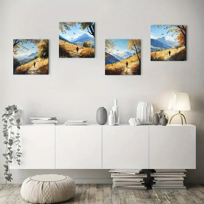 4pcs Chic Scenic Photography Wall Art Canvas Framed