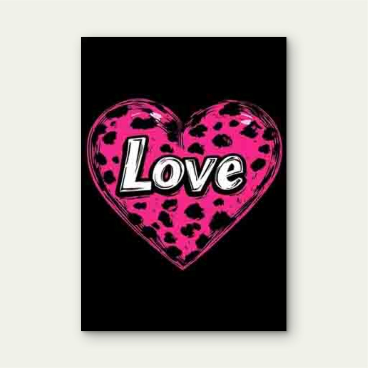 Black & Pink Glossy LOVE Lettering 60x90cm Metal Print Ready to Hang