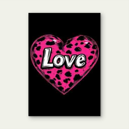 Black & Pink Glossy LOVE Lettering Metal Print Ready to Hang
